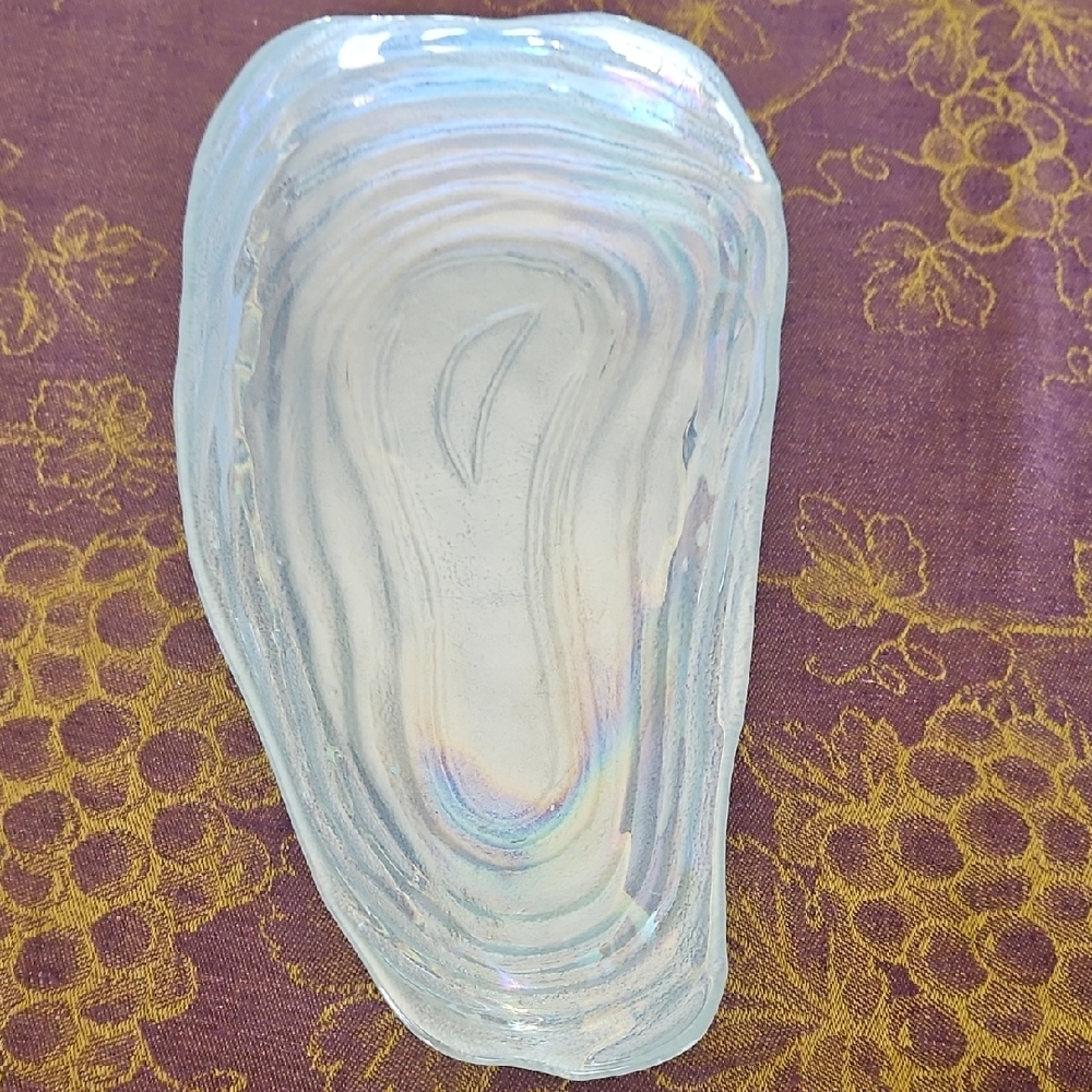 Iridescent Glass Shell Decorative Dish - Clear Opalescent Finish